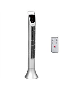 HOMCOM 36'' Freestanding Tower Fan, 3 Speed 3 Mode, 7.5h Timer, 70 Degree Oscillation, LED Panel, 5M Remote Controller, Silver