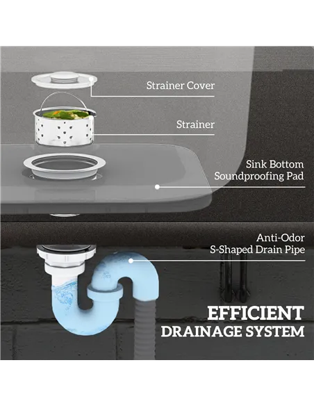 HOMCOM Outdoor Utility Sink, Stainless Steel Free Standing Single Bowl Kitchen Sink with Cold and Hot Water Pipe and Storage She