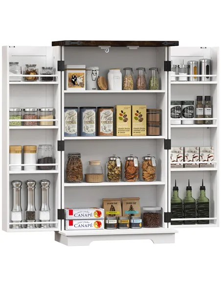 HOMCOM Multi-Storage Farmhouse Style Cabinet - White