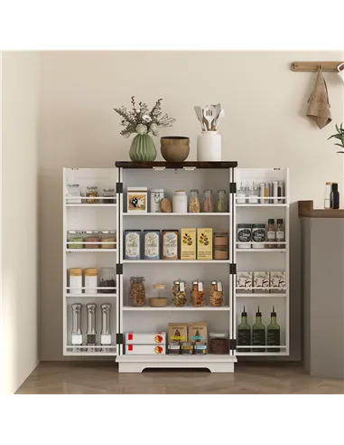 HOMCOM Multi-Storage Farmhouse Style Cabinet - White