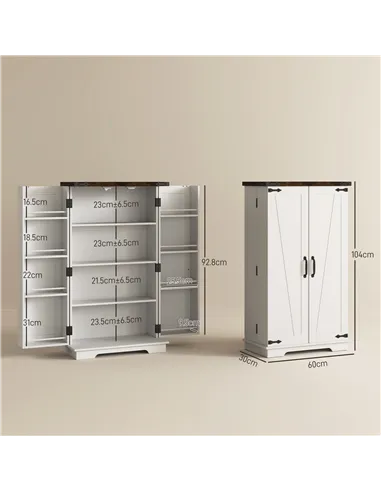 HOMCOM Multi-Storage Farmhouse Style Cabinet - White