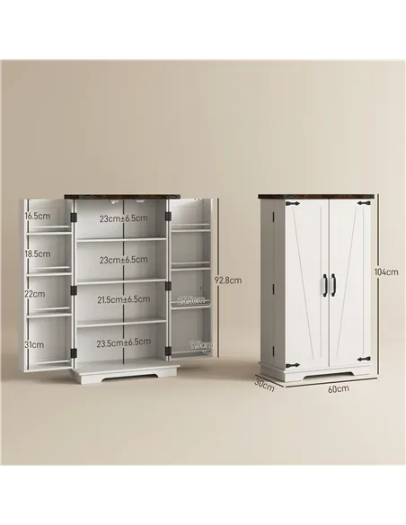 HOMCOM Multi-Storage Farmhouse Style Cabinet - White