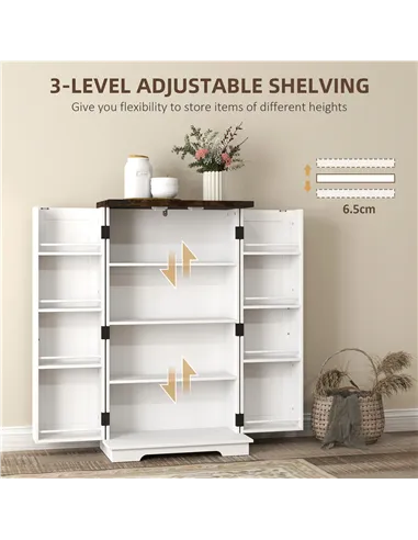 HOMCOM Multi-Storage Farmhouse Style Cabinet - White