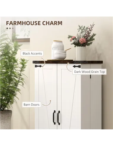 HOMCOM Multi-Storage Farmhouse Style Cabinet - White