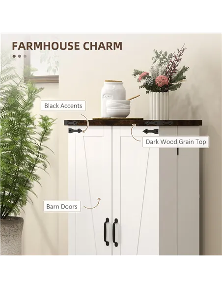 HOMCOM Multi-Storage Farmhouse Style Cabinet - White