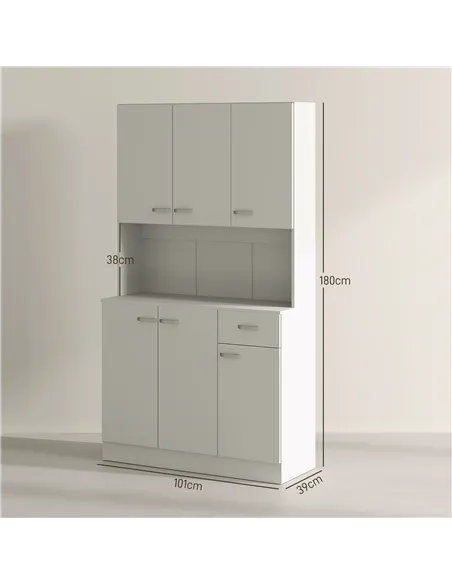 HOMCOM Freestanding Kitchen Pantry Storage Cabinet - White