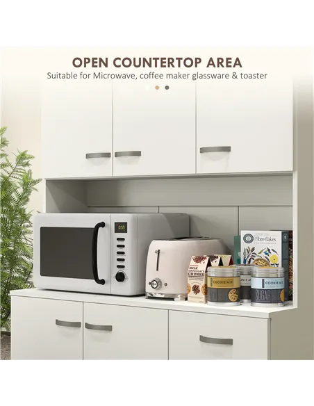 HOMCOM Freestanding Kitchen Pantry Storage Cabinet - White