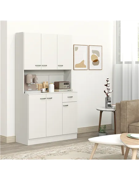 HOMCOM Freestanding Kitchen Pantry Storage Cabinet - White