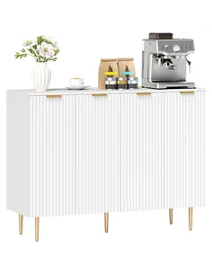 HOMCOM Sideboard Buffet Cabinet, Modern Kitchen Storage Cabinet with 4 Doors and Adjustable Shelves, Living Room Cabinet with Me