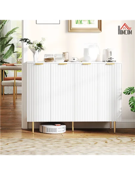 HOMCOM Sideboard Buffet Cabinet, Modern Kitchen Storage Cabinet with 4 Doors and Adjustable Shelves, Living Room Cabinet with Me