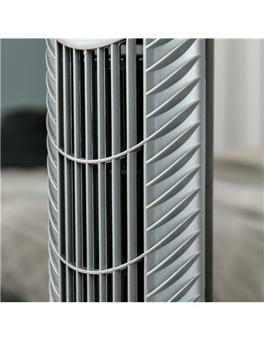 HOMCOM 36'' Freestanding Tower Fan, 3 Speed 3 Mode, 7.5h Timer, 70 Degree Oscillation, LED Panel, 5M Remote Controller, Silver