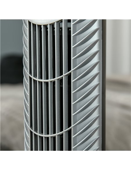 HOMCOM 36'' Freestanding Tower Fan, 3 Speed 3 Mode, 7.5h Timer, 70 Degree Oscillation, LED Panel, 5M Remote Controller, Silver