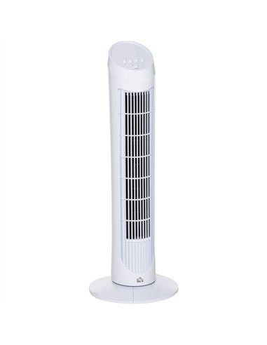 HOMCOM Tower Fan for Bedroom Cooling, 30 Inch Electric 70° Oscillating Fan with 3 Speed Settings, Standing Floor Fan for Home Of