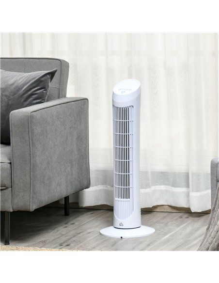 HOMCOM Tower Fan for Bedroom Cooling, 30 Inch Electric 70° Oscillating Fan with 3 Speed Settings, Standing Floor Fan for Home Of