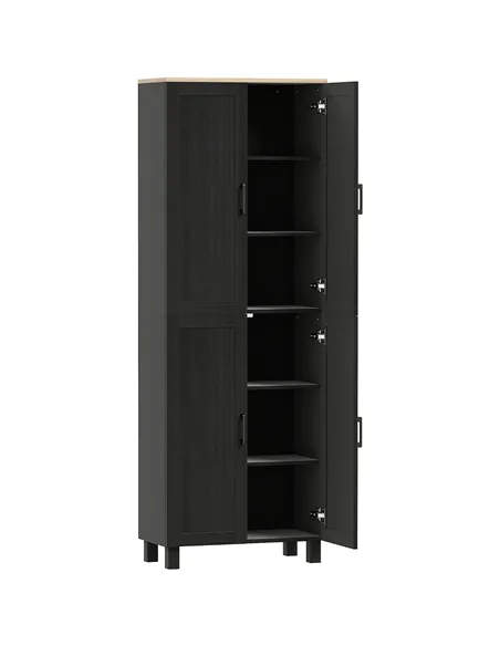 HOMCOM Freestanding Kitchen Cupboard, 4-Door Storage Cabinet with Adjustable Shelves, Modern Kitchen Pantry for Dining Room, 170