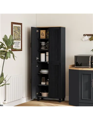 HOMCOM Freestanding Kitchen Cupboard, 4-Door Storage Cabinet with Adjustable Shelves, Modern Kitchen Pantry for Dining Room, 170