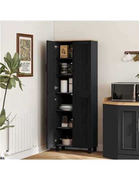 HOMCOM Freestanding Kitchen Cupboard, 4-Door Storage Cabinet with Adjustable Shelves, Modern Kitchen Pantry for Dining Room, 170