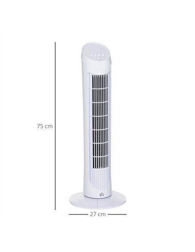 HOMCOM Tower Fan for Bedroom Cooling, 30 Inch Electric 70° Oscillating Fan with 3 Speed Settings, Standing Floor Fan for Home Of