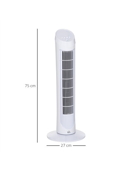 HOMCOM Tower Fan for Bedroom Cooling, 30 Inch Electric 70° Oscillating Fan with 3 Speed Settings, Standing Floor Fan for Home Of