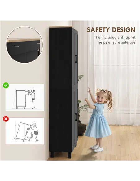 HOMCOM Freestanding Kitchen Cupboard, 4-Door Storage Cabinet with Adjustable Shelves, Modern Kitchen Pantry for Dining Room, 170