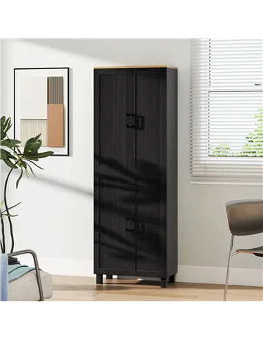 HOMCOM Freestanding Kitchen Cupboard, 4-Door Storage Cabinet with Adjustable Shelves, Modern Kitchen Pantry for Dining Room, 170