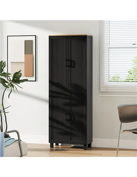 HOMCOM Freestanding Kitchen Cupboard, 4-Door Storage Cabinet with Adjustable Shelves, Modern Kitchen Pantry for Dining Room, 170