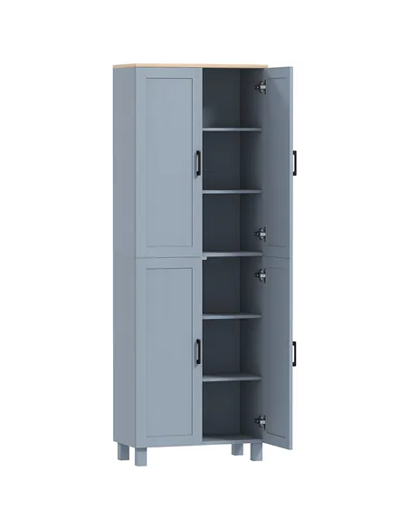 HOMCOM Freestanding Kitchen Cupboard, 4-Door Storage Cabinet with Adjustable Shelves, Modern Kitchen Pantry for Dining Room, 170