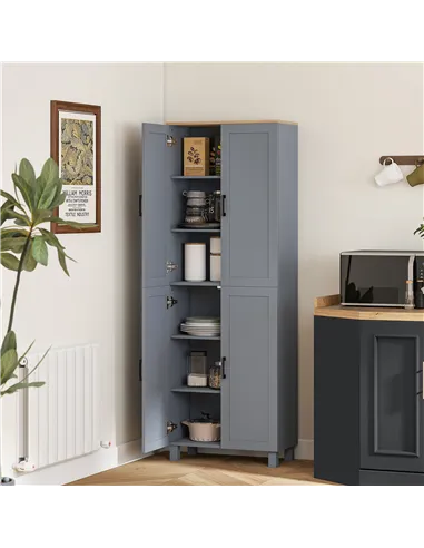 HOMCOM Freestanding Kitchen Cupboard, 4-Door Storage Cabinet with Adjustable Shelves, Modern Kitchen Pantry for Dining Room, 170