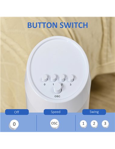 HOMCOM Tower Fan for Bedroom Cooling, 30 Inch Electric 70° Oscillating Fan with 3 Speed Settings, Standing Floor Fan for Home Of