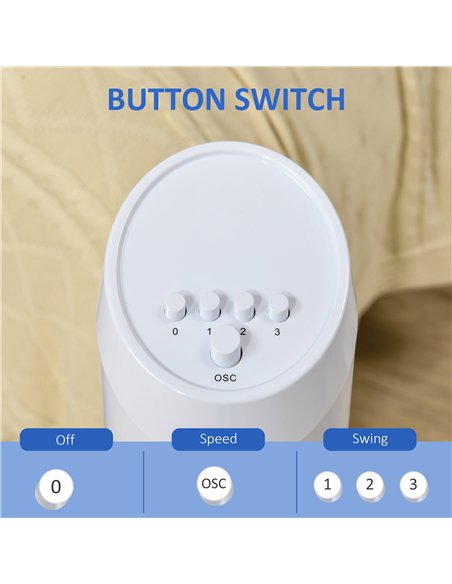 HOMCOM Tower Fan for Bedroom Cooling, 30 Inch Electric 70° Oscillating Fan with 3 Speed Settings, Standing Floor Fan for Home Of