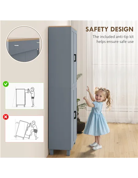 HOMCOM Freestanding Kitchen Cupboard, 4-Door Storage Cabinet with Adjustable Shelves, Modern Kitchen Pantry for Dining Room, 170