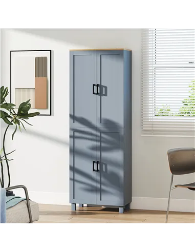 HOMCOM Freestanding Kitchen Cupboard, 4-Door Storage Cabinet with Adjustable Shelves, Modern Kitchen Pantry for Dining Room, 170