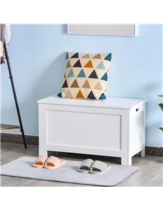 HOMCOM Lift Top Storage Chest Toy Box Organizer with Lid and Safety Hinges for Bedroom Entryway Living Room - White 2