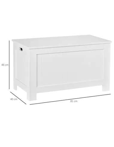 HOMCOM Lift Top Storage Chest Toy Box Organizer with Lid and Safety Hinges for Bedroom Entryway Living Room - White