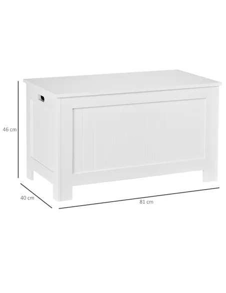 HOMCOM Lift Top Storage Chest Toy Box Organizer with Lid and Safety Hinges for Bedroom Entryway Living Room - White