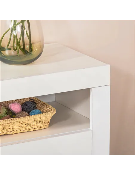 HOMCOM LED Storage Cabinet, Cupboard with High Gloss Front and RGB Lighting, Modern Sideboard for Entryway, Dining Area, Living 