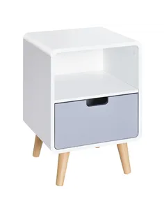 HOMCOM Wooden Bedside Table End Nightstand With Drawer Wood Lamp Desk Storage Unit Bedroom Scandinavian Nordic Style