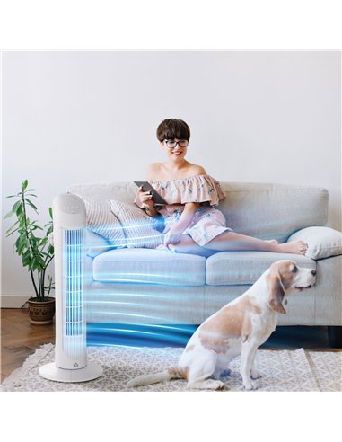 HOMCOM Tower Fan for Bedroom Cooling, 30 Inch Electric 70° Oscillating Fan with 3 Speed Settings, Standing Floor Fan for Home Of