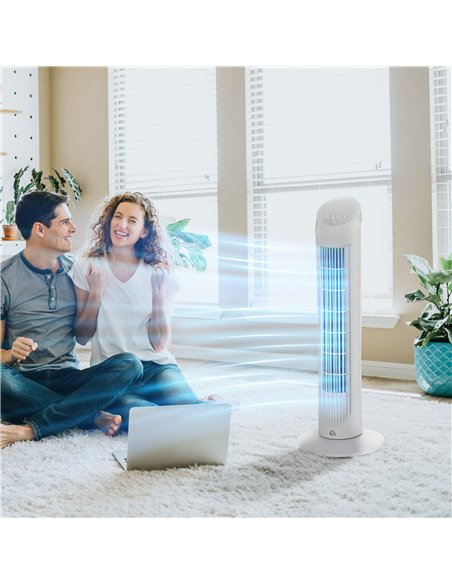 HOMCOM Tower Fan for Bedroom Cooling, 30 Inch Electric 70° Oscillating Fan with 3 Speed Settings, Standing Floor Fan for Home Of