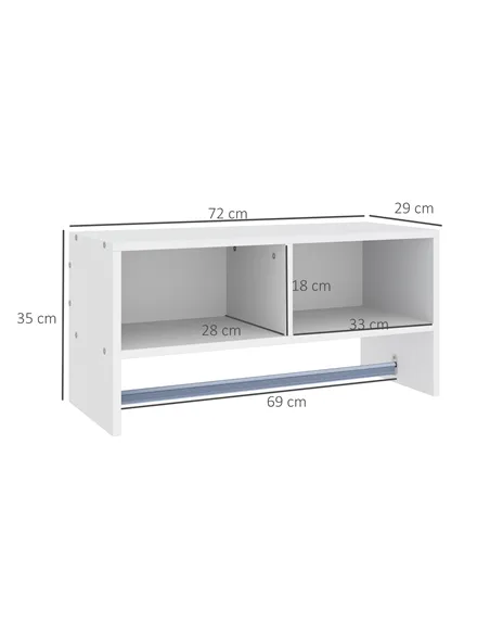 HOMCOM Wall Mounted Coat Hanger Hooks Rack Stand Hallway Coat Rack Rail & Storage Shelf Hanging Coat Organizer (White)