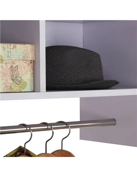 HOMCOM Wall Mounted Coat Hanger Hooks Rack Stand Hallway Coat Rack Rail & Storage Shelf Hanging Coat Organizer (White)