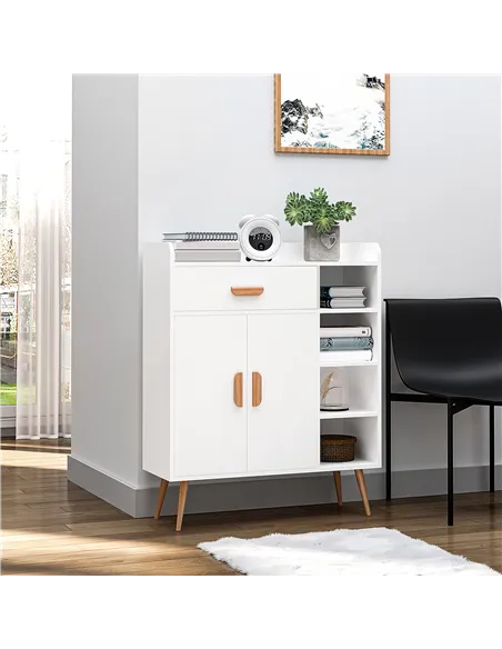 HOMCOM Sideboard, Side Cabinet, Floor Cupboard with Storage Drawer for Hallway, Kitchen, Bedroom, Living Room, White
