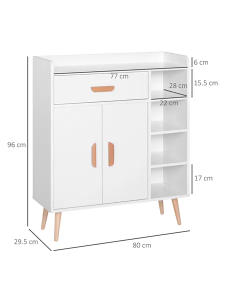 HOMCOM Sideboard, Side Cabinet, Floor Cupboard with Storage Drawer for Hallway, Kitchen, Bedroom, Living Room, White