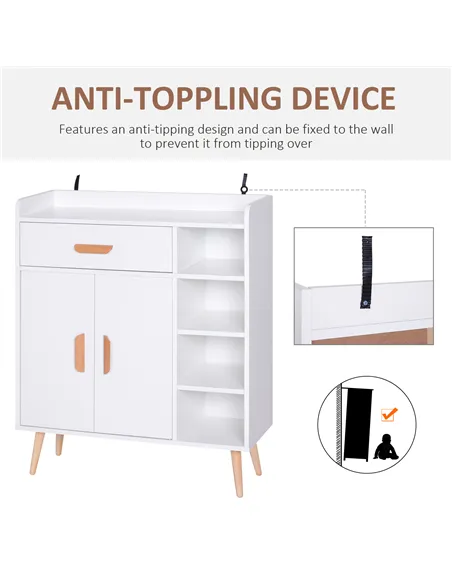 HOMCOM Sideboard, Side Cabinet, Floor Cupboard with Storage Drawer for Hallway, Kitchen, Bedroom, Living Room, White