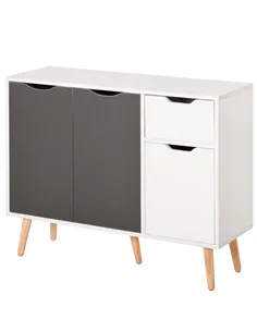 HOMCOM Sideboard Floor Standing Storage Cabinet with Drawer for Bedroom, Living Room, Home Office, Grey