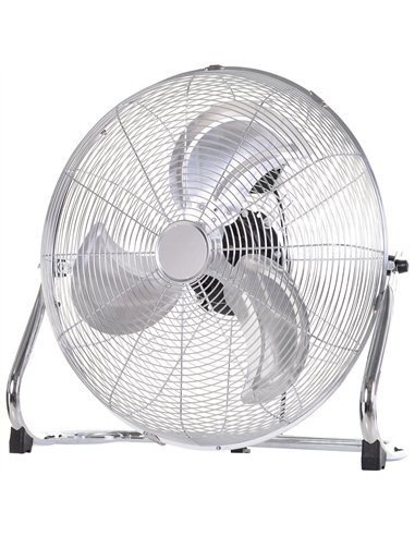 HOMCOM 20" Chrome Metal Floor Fan with Tilting, High Velocity, 3 Speed, Portable Gym Fan for Home Office, Silver