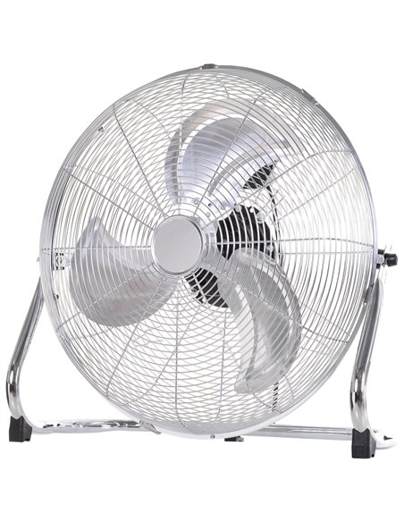 HOMCOM 20" Chrome Metal Floor Fan with Tilting, High Velocity, 3 Speed, Portable Gym Fan for Home Office, Silver