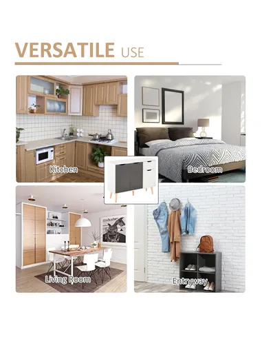 HOMCOM Sideboard Floor Standing Storage Cabinet with Drawer for Bedroom, Living Room, Home Office, Grey