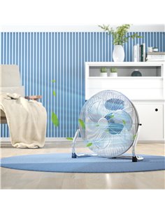 HOMCOM 20" Chrome Metal Floor Fan with Tilting, High Velocity, 3 Speed, Portable Gym Fan for Home Office, Silver 2