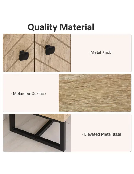 HOMCOM MDF 2-Tier Storage Cabinet Steel Frame Handles Tabletop Unique Home Style Organiser, 80H x 80L x 29.5Wcm-Oak